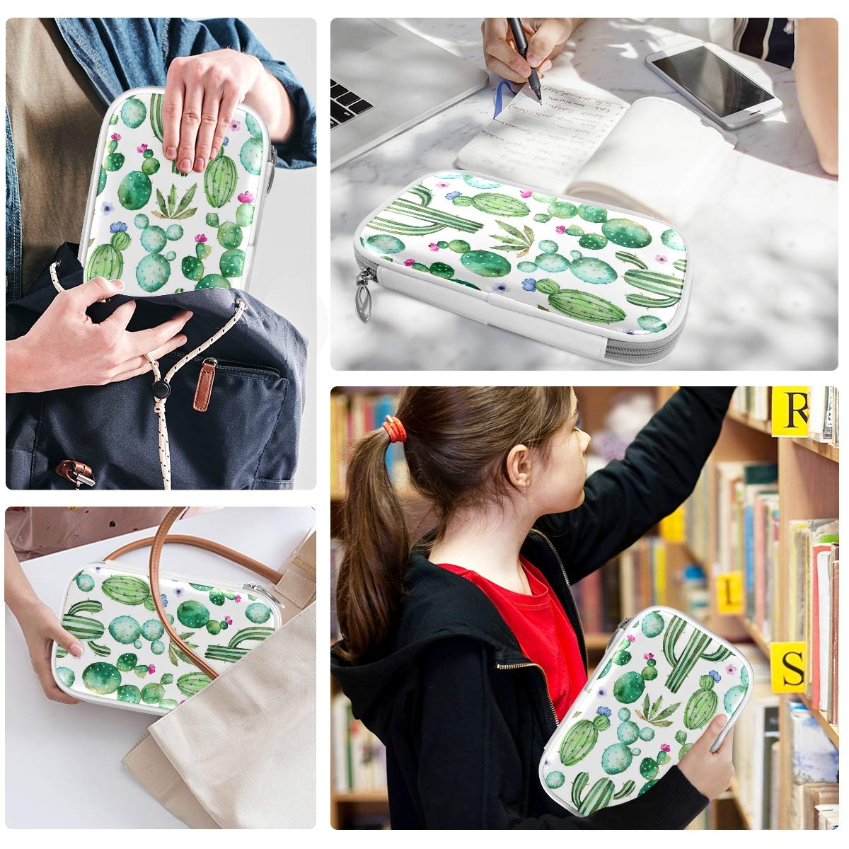 ZZKKO Cactus Succulent Pencil Case - Zippered Stationery Organizer for Pens, Makeup & School Supplies | Perfect for School, Office & Travel Accessories Storage