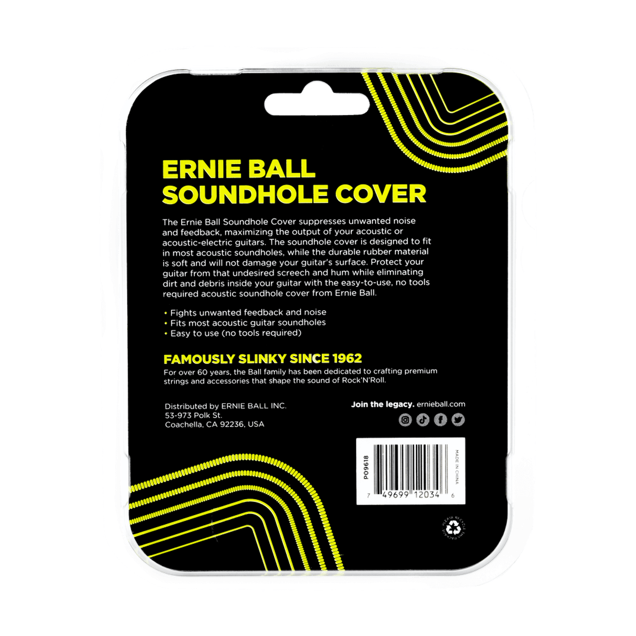 Ernie Ball Acoustic Guitar Sound Hole Cover - Reduce Feedback & Improve Tone for Live Performances & Recording Sessions