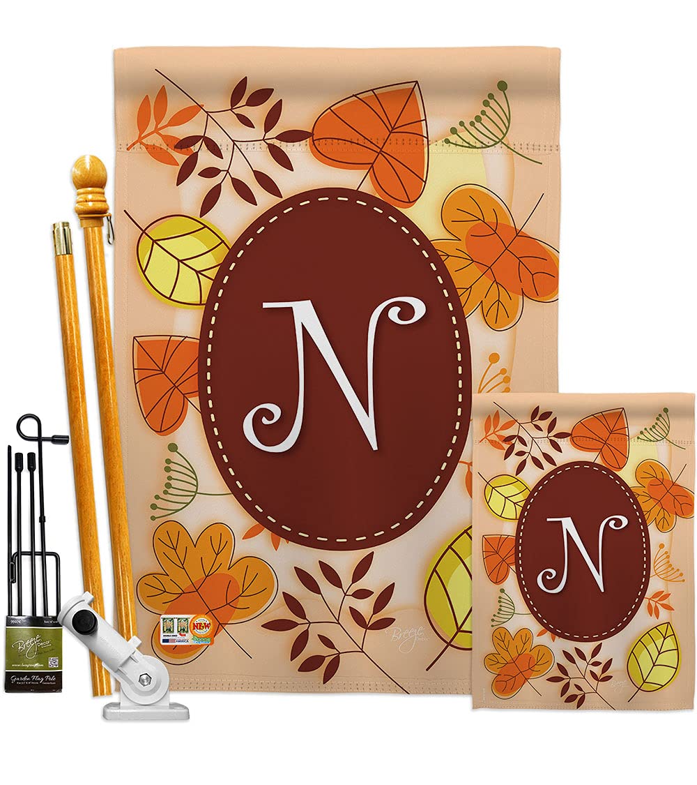 N Initial Fall Harvest Decor Kit - House & Garden Flags for Autumn