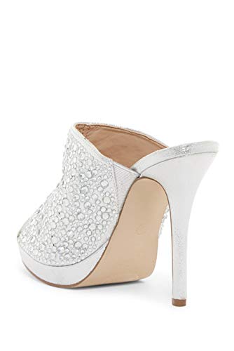 Elegant White Rhinestone Wedding Shoes for Bride - Crystal Bridal Mule Sandals Pumps - Perfect for Ceremony, Reception & Photoshoot
