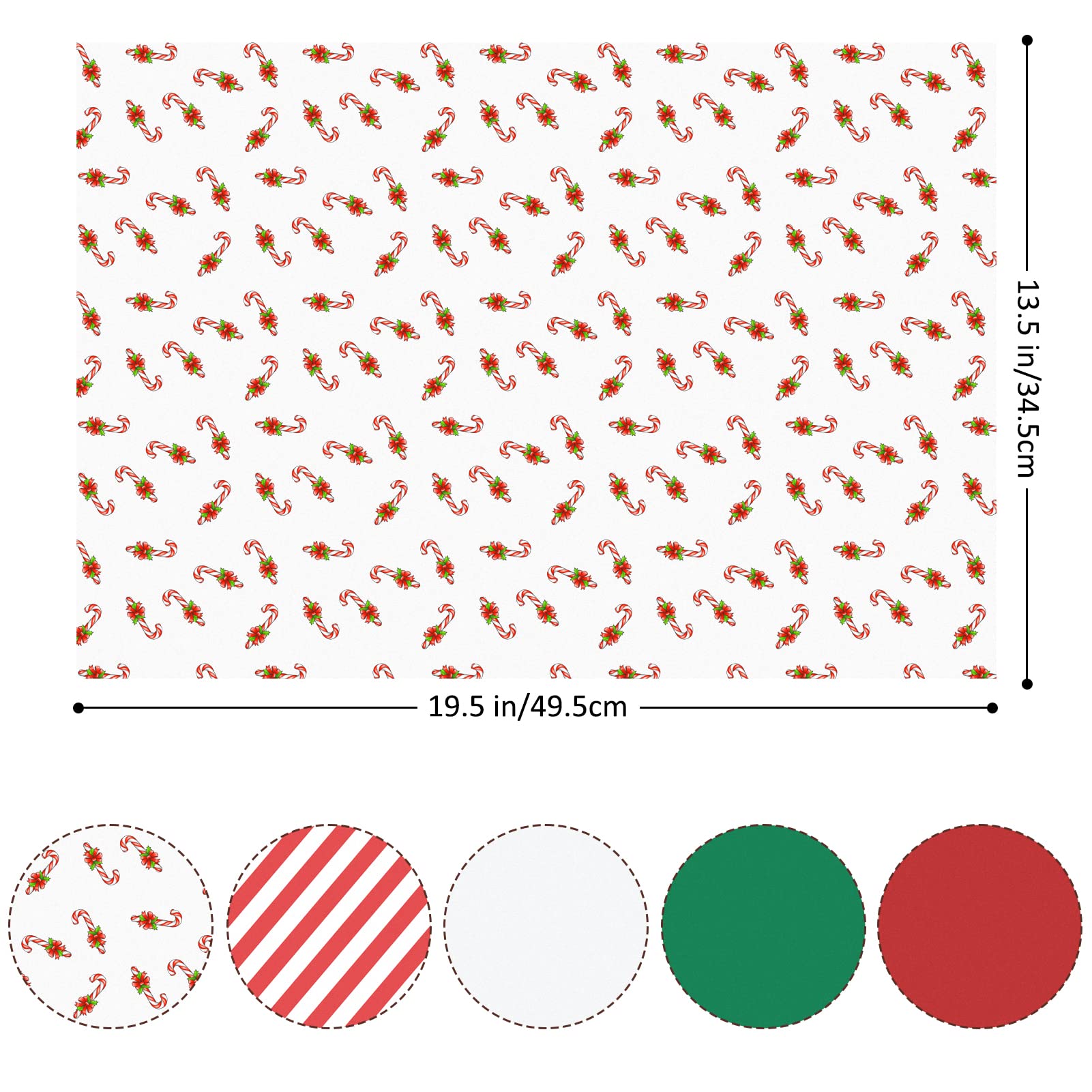 Bulk Christmas Tissue Paper - 120 Sheets Assorted Holiday Gift Wrapping Paper for Xmas Crafts, Red Green White Designs (Christmas Candy Canes) - Perfect for Gift Bags, Party Decorations & DIY Holiday Projects