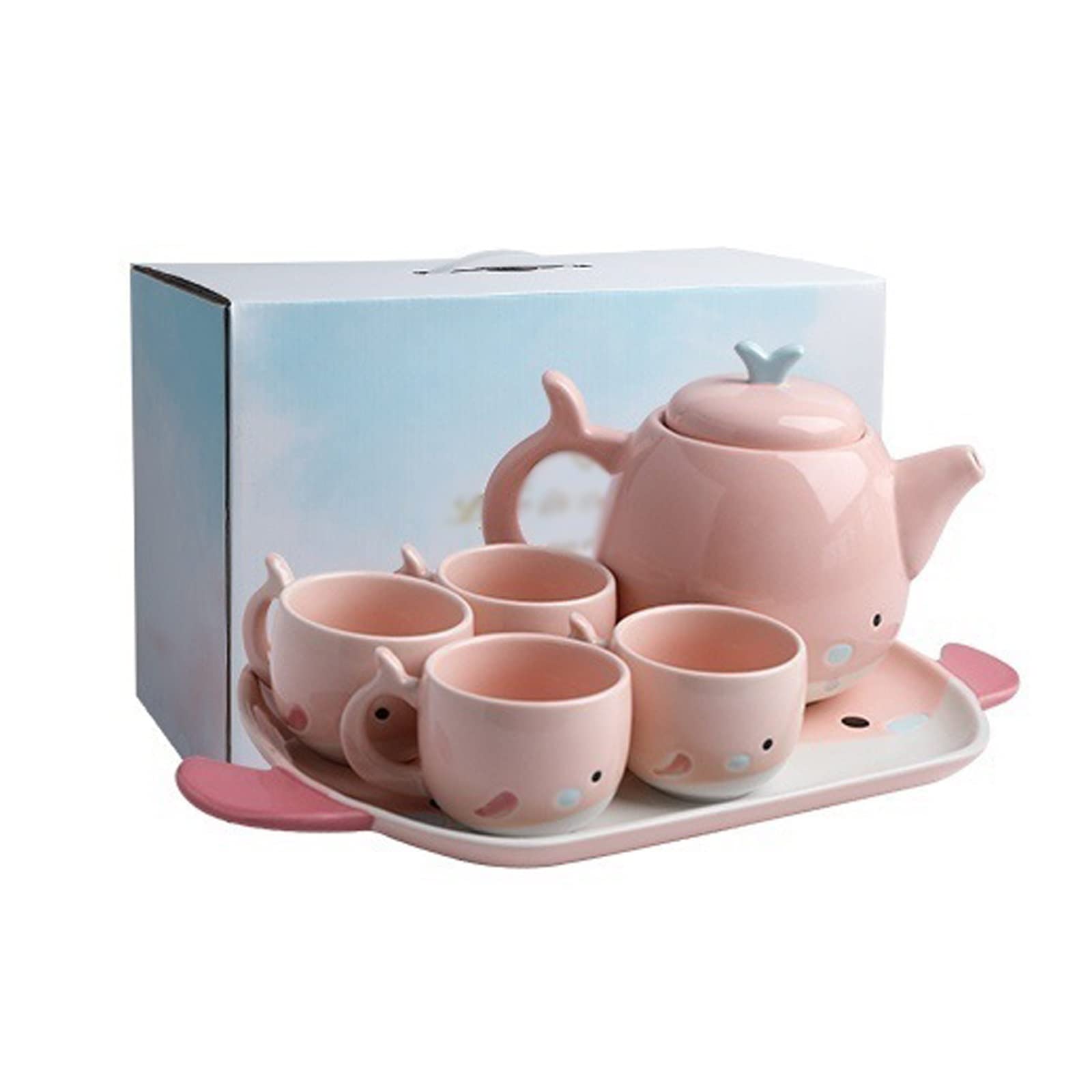 **Pink Ceramic Water Carafe Set with Cup - Elegant Pitcher for Juice, Tea, Ice Water & Beverages - Perfect for Home, Office, or Outdoor Gatherings**