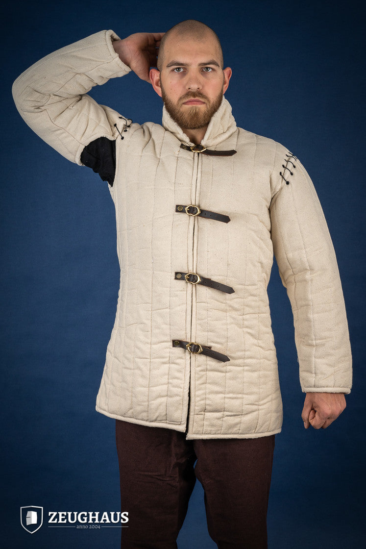 Medieval Gambeson with Detachable Laced Arms - Natural Color Historical Armor for LARP, Cosplay & Renaissance Fairs