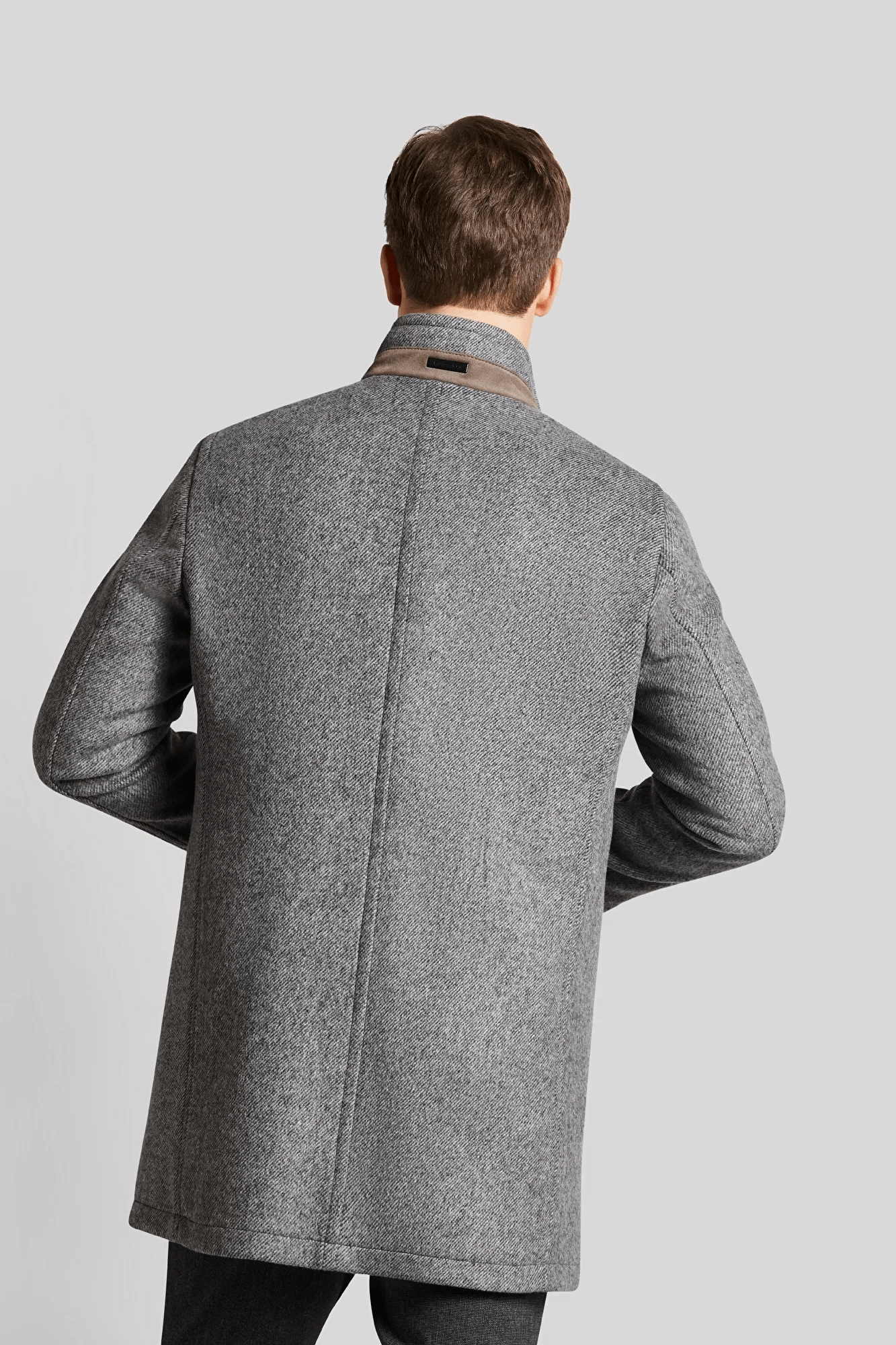 Bugatti Men's Slim Fit V-Neck Overcoat in Grey - Premium Wool Blend for Business & Formal Occasions