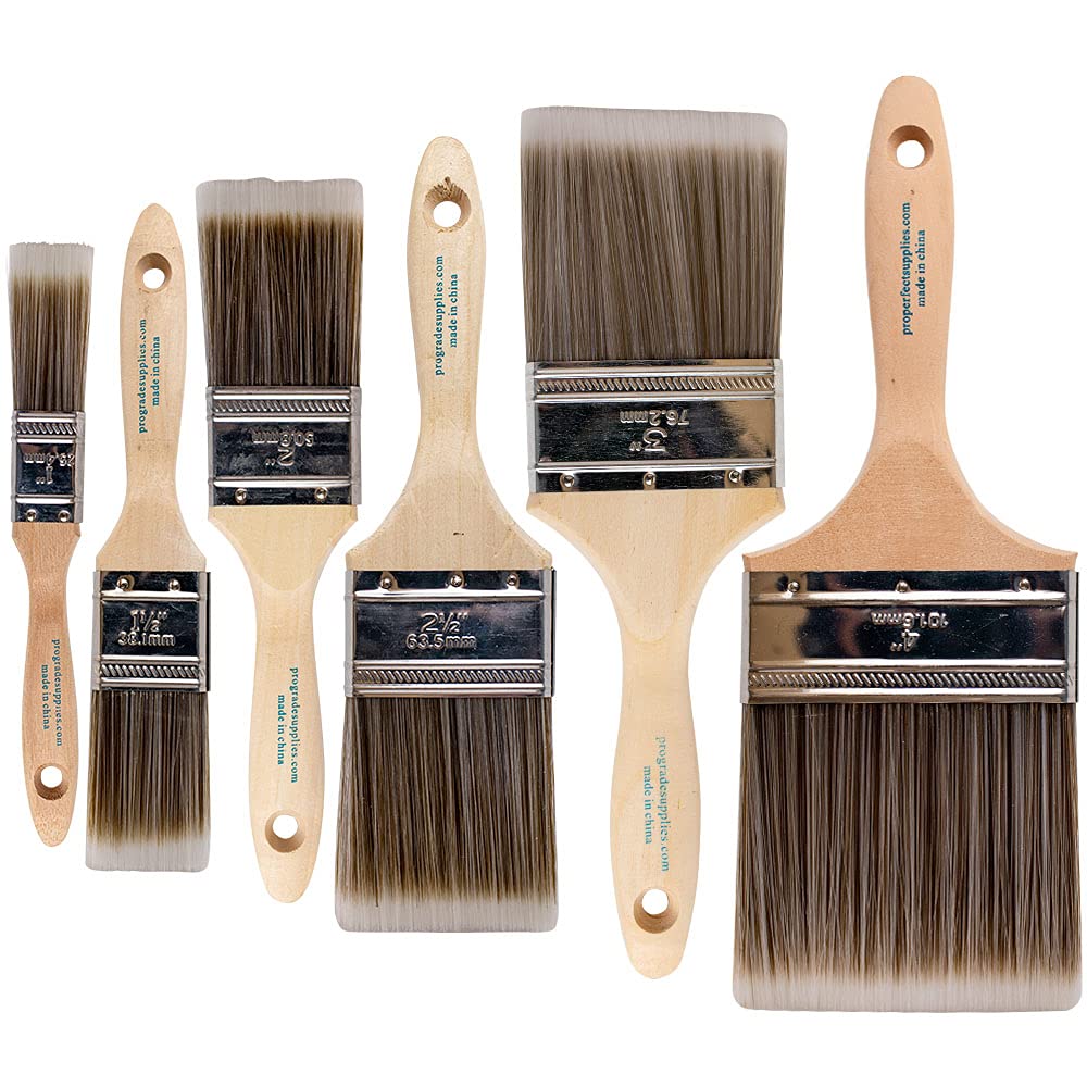 Premium Pro-Grade Paint Brushes Set - 6 Pack Assorted Flat Artist Brushes for Oil, Acrylic & Watercolor Painting - Perfect for Canvas, Wood & DIY Home Decor Projects