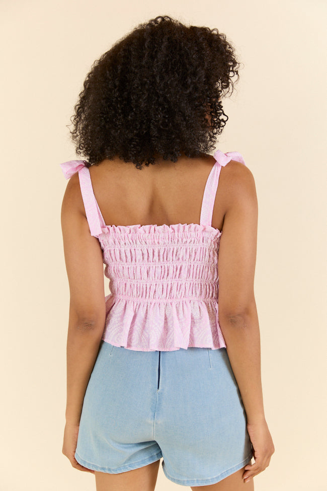 Pink Meadows Floral Cinched Tie Strap Tank Top for Women - Summer Casual Wear, Beach Outfit, and Boho Style Fashion