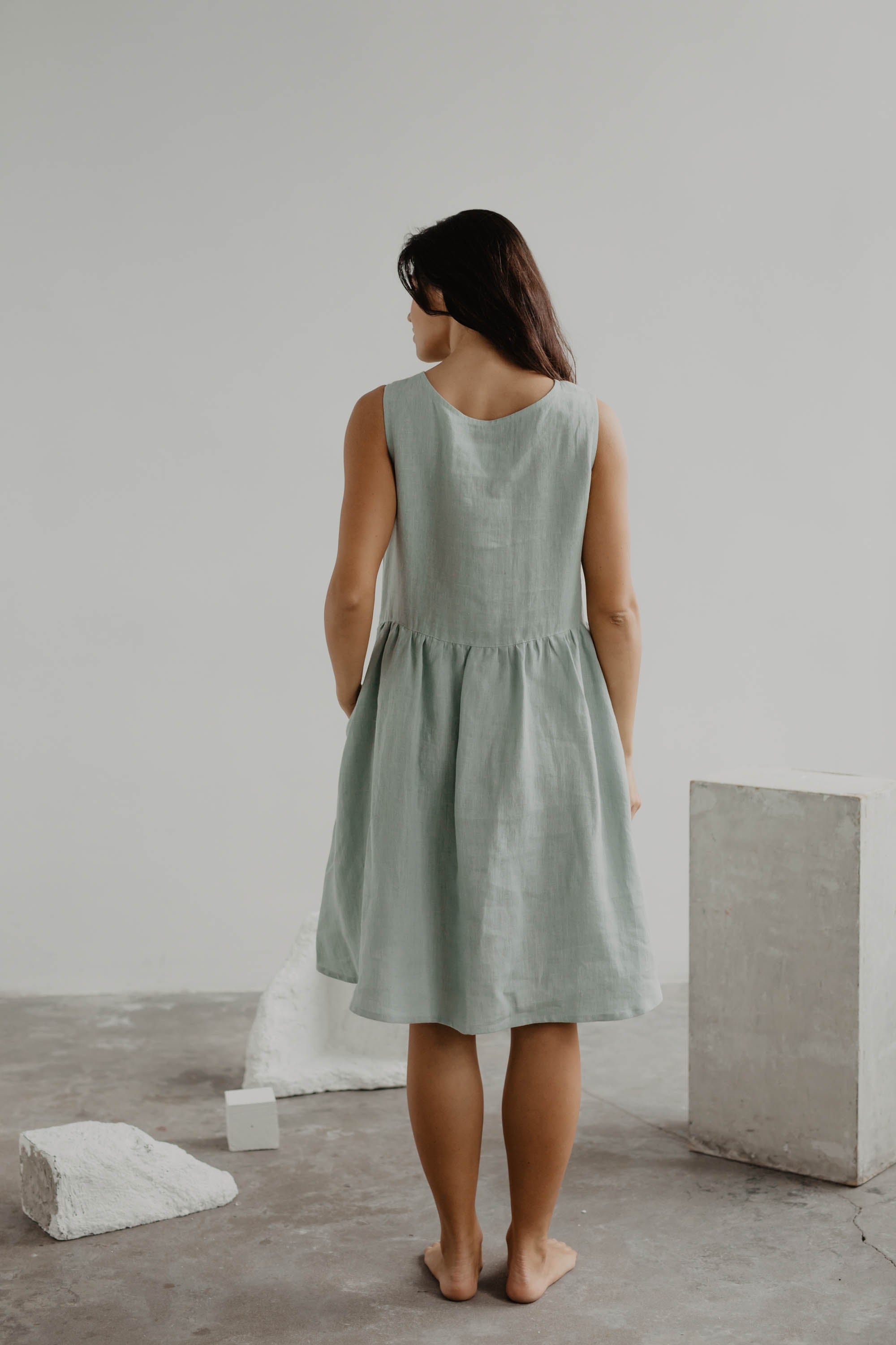Stylish Hazel Women's Linen Sleeveless Summer Dress - Breathable & Comfortable in Multiple Colors | Perfect for Beach Vacations, Casual Outings & Summer Weddings