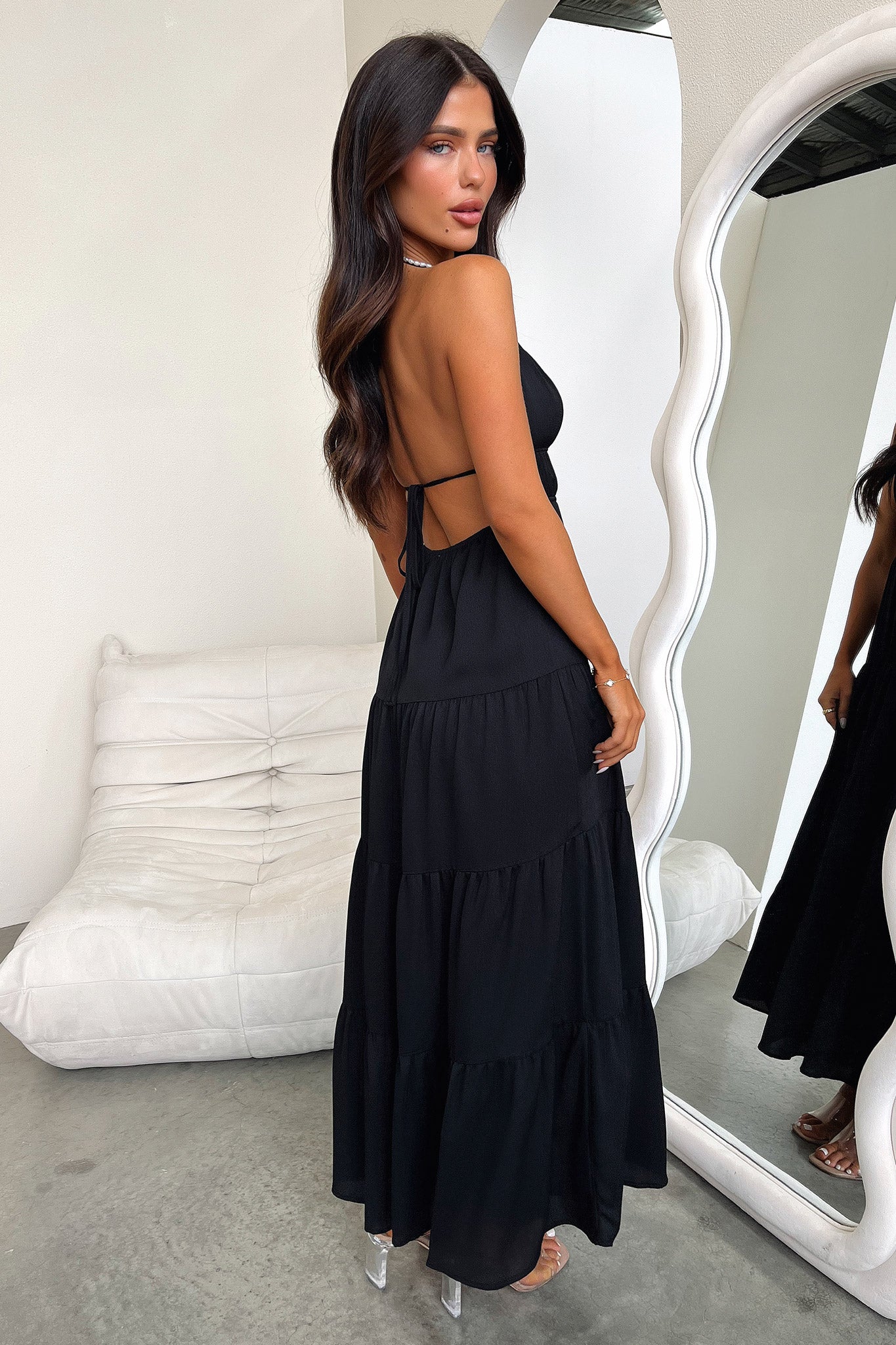 Amalie Maxi Dress for Women - Elegant Black Long Dress for Summer, Beach, Party & Evening Wear | Flowy & Comfortable