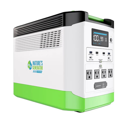 Natures Generator Lithium 1800 Platinum WE - Portable Solar Power Generator for Camping, RV, Emergencies & Off-Grid Living