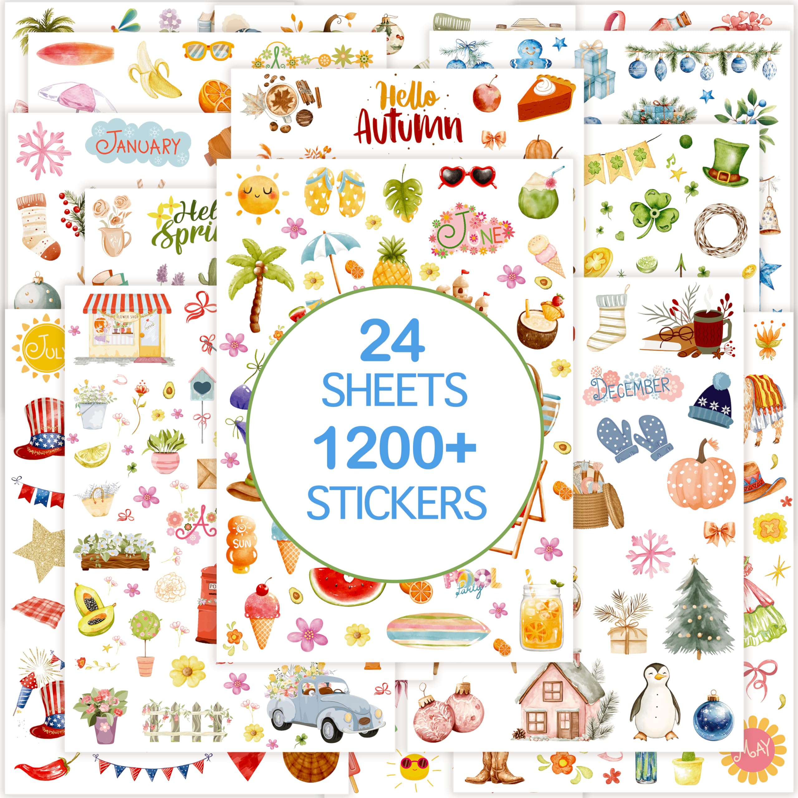 Premium Planner Stickers Set - 24 Pages, 1000+ Unique Stickers for Women (Monthly, Daily, Holiday) - Perfect for Scrapbooking, Bullet Journaling & Calendar Planning - No Duplicate Stickers for Creative Organization & DIY Projects