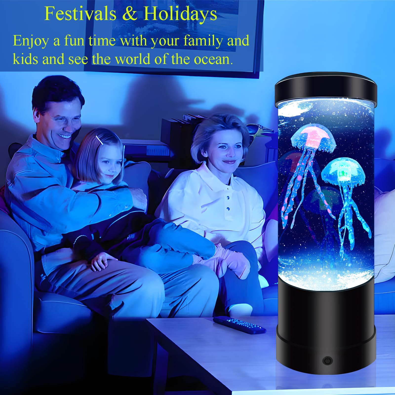 7 Color Changing Jellyfish Lamp - USB/Battery Powered Night Light, Aquarium Desk Lamp for Home, Bedroom, Office - Perfect Gift for Kids, Adults - Creates a Relaxing Ambiance for Study, Sleep & Meditation