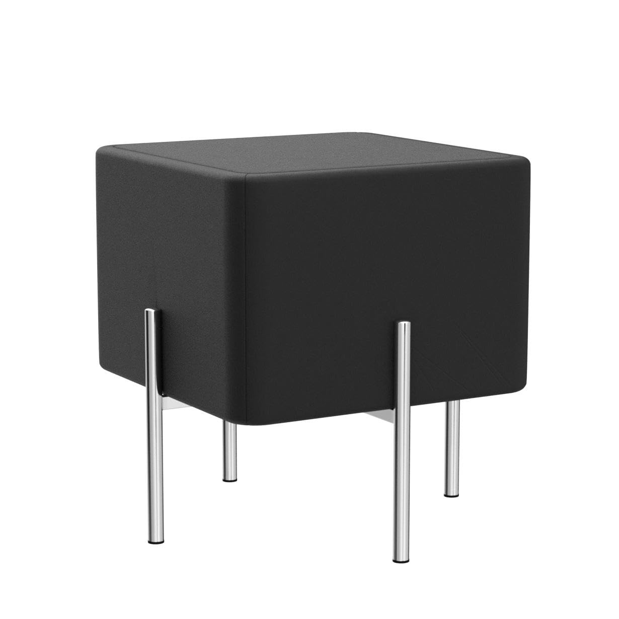 Cortesi Home Zane Contemporary Cube Ottoman with Metal Legs - Black Velvet Upholstery, 16 Inch Modern Footstool | Perfect for Living Room, Bedroom & Office Decor (CH-OT165512)