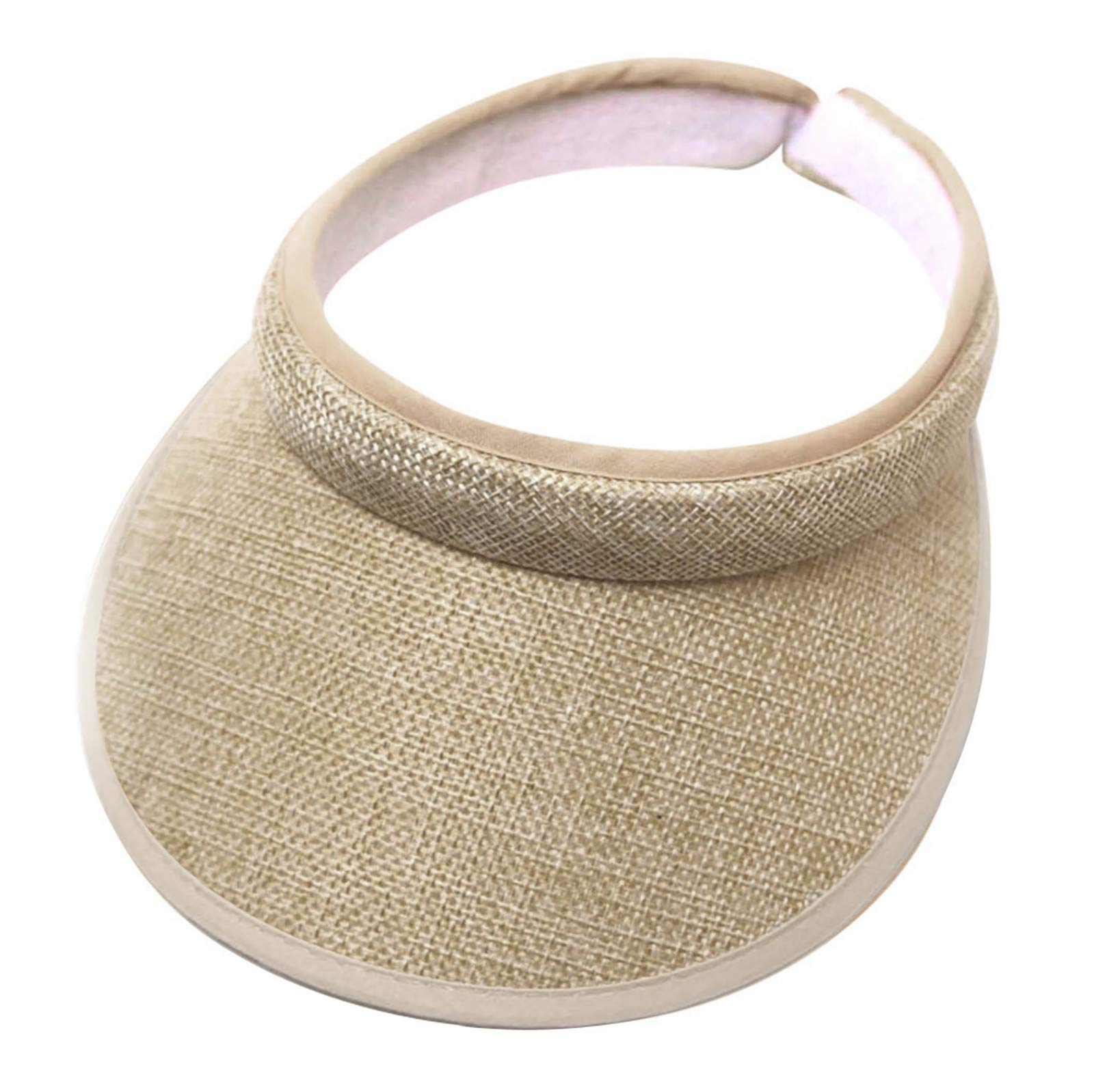 Fangren Women's Straw Visor Hat - Sun Protection Beach & Golf Hat with Ponytail Hole - Stylish UV Shield for Outdoor Activities, Gardening, and Summer Fashion