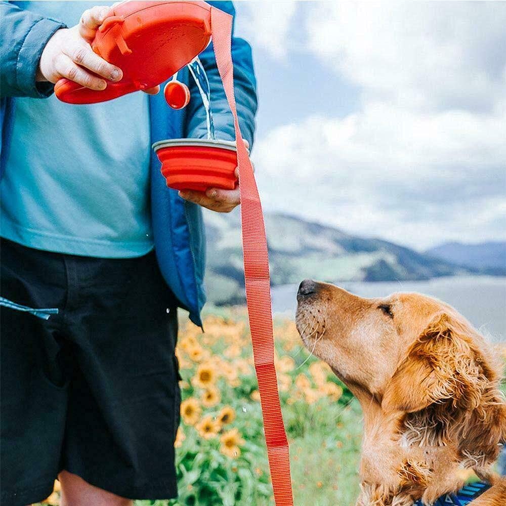 Retractable Dog Leash with Built-in Water Bottle & Collapsible Bowl - 1.2M Heavy Duty Tangle-Free Lead for Small & Medium Dogs | Includes Poop Bag Dispenser (Black) | Perfect for Walking, Hiking & Outdoor Adventures