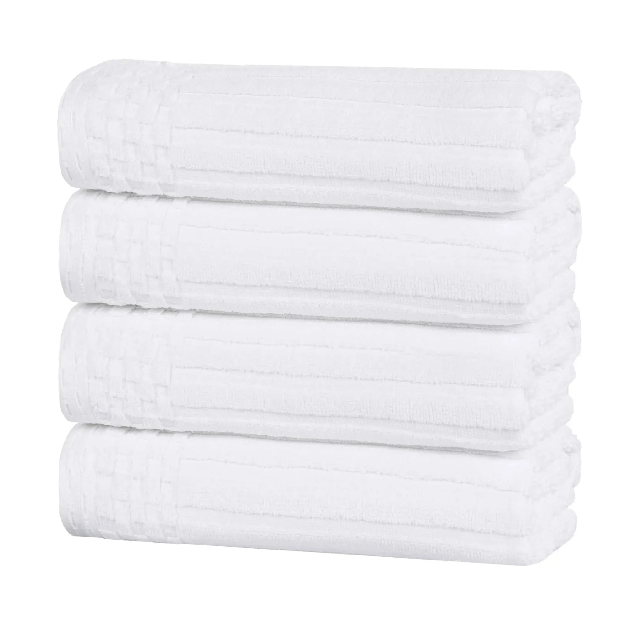 Premium Soho Ribbed Cotton Hand Towel Set - 4-Piece Ultra Absorbent Bath Towels for Kitchen, Bathroom & Gym - Soft & Quick-Drying