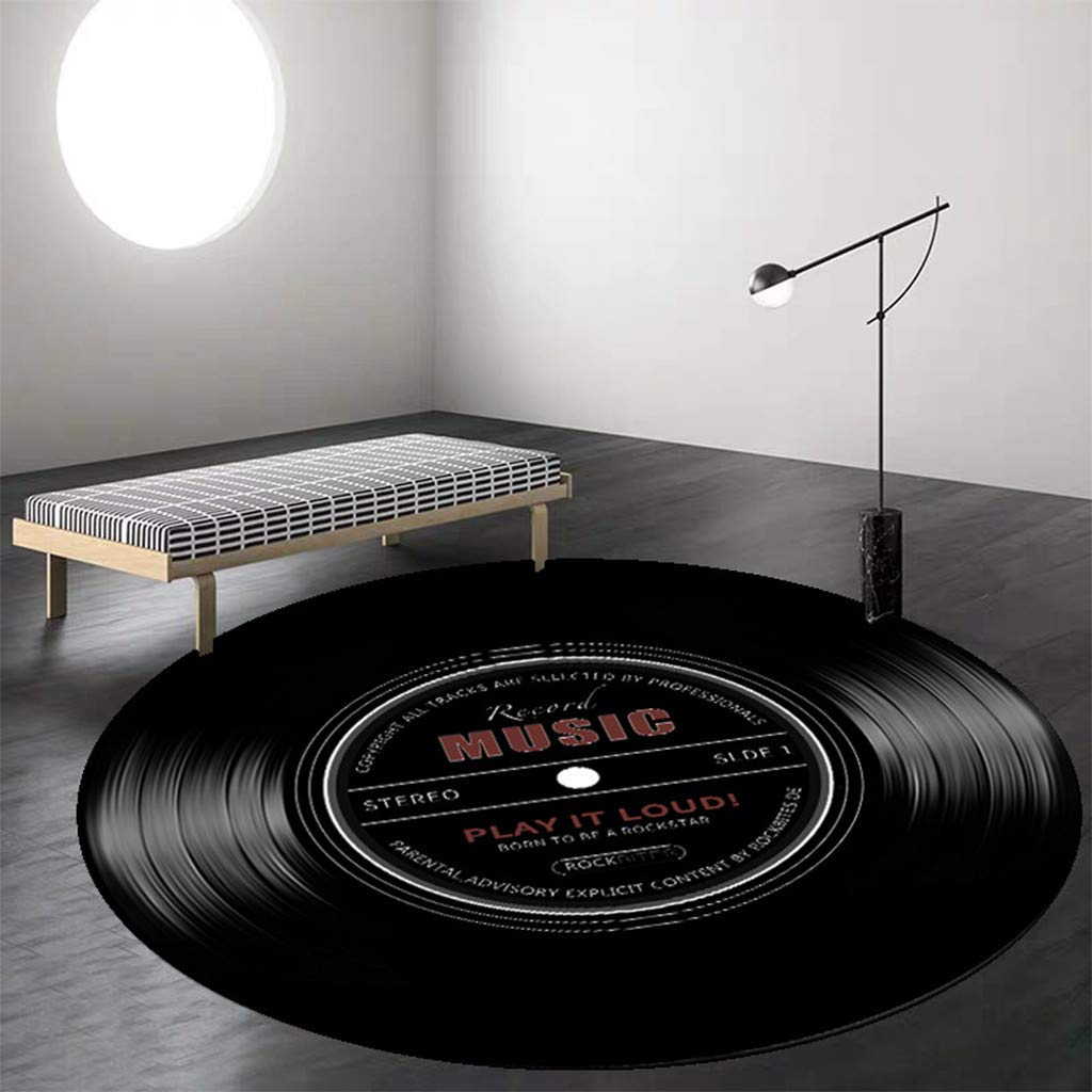 Soft Printed Vinyl Record Round Floor Mat - 16