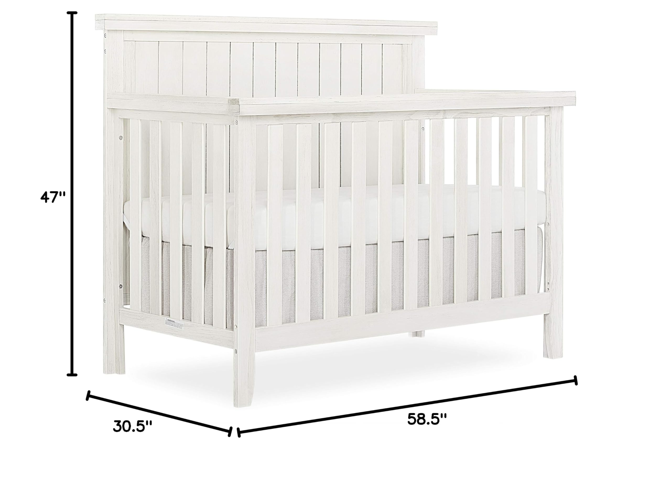 Sweetpea Baby Red Wood 4-in-1 Convertible Crib in Weathered White - Greenguard Gold Certified Safe Nursery Furniture for Newborn to Toddler | Perfect for Modern Nursery, Bedroom & Daycare