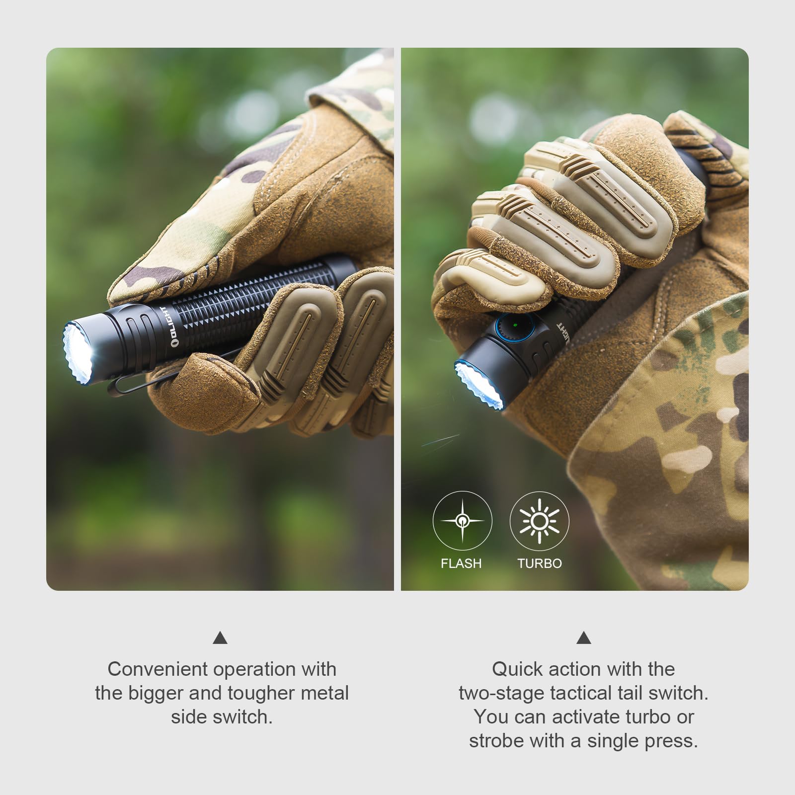 Olight Warrior Mini3 Tactical Flashlight 1750 Lumens - Compact Rechargeable EDC Light with MCC3 Charger & Upgraded Tail Cap | Perfect for Outdoor Adventures, Emergency Preparedness, Security Work, Camping & Hiking Gear (Desert Tan)