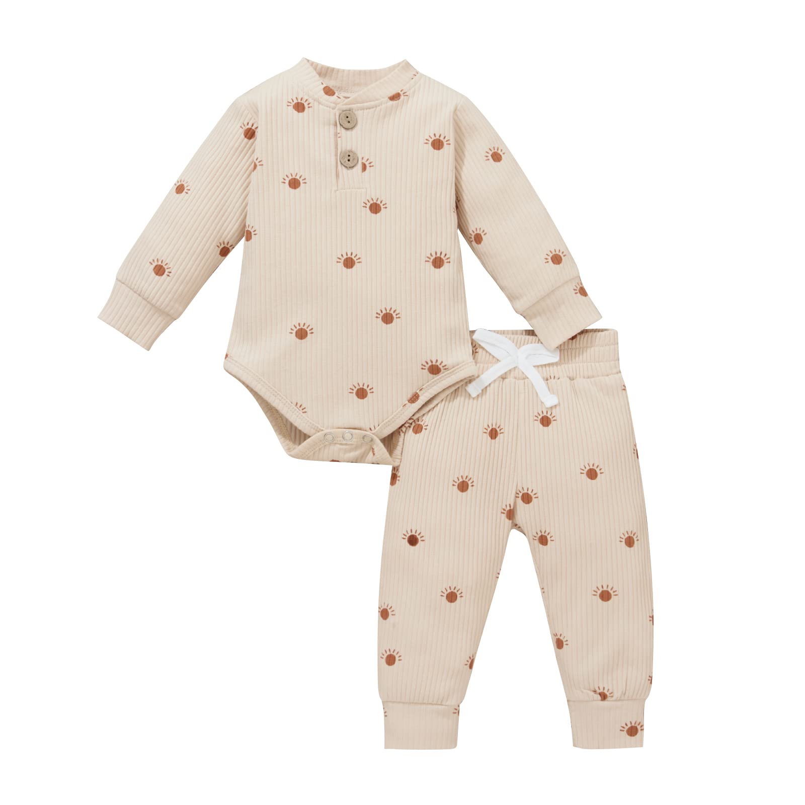Warm Winter Baby Romper Set - Ribbed Knit Unisex Newborn Outfit with Elastic Pants | Cozy Infant Clothes for Boys & Girls | Perfect for Fall/Winter Season, Photo Shoots & Family Gatherings