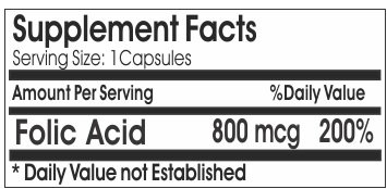 Folic Acid 800mcg Supplement - 100 Capsules | No Additives, Gluten Free | Naturetition Vitamins for Pregnancy & Heart Health Support
