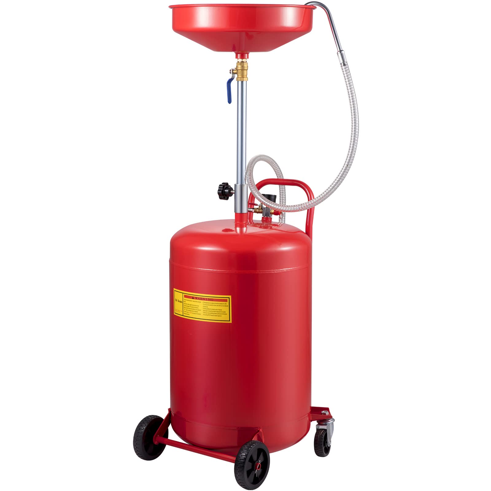 VEVOR 20-Gallon Portable Waste Oil Drain Tank - Air Operated Oil Drainer with Adjustable Funnel & Wheels for Auto Repair Shops, Garages - Ideal for Fluid Fuel Transfer, Oil Changes & Drainage in Professional Workshops