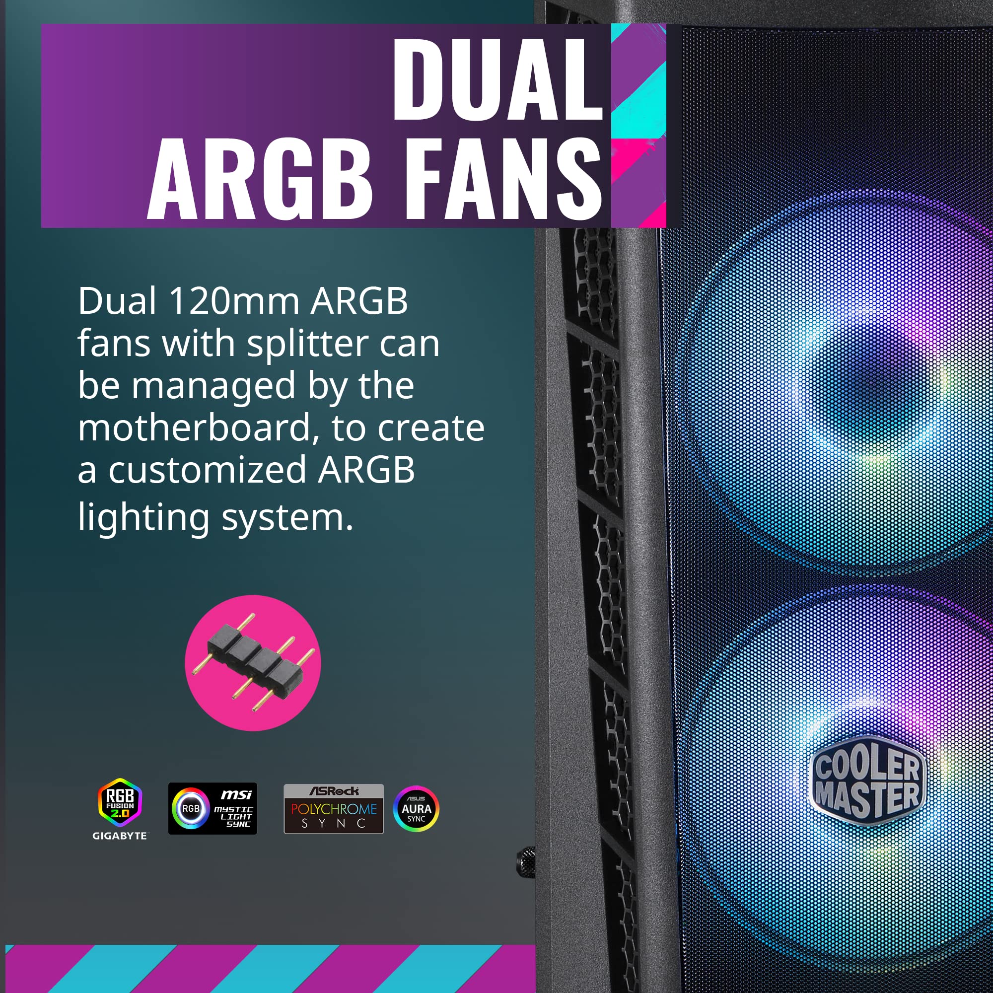 Cooler Master MasterBox MB311L ARGB Micro-ATX PC Case - Dual ARGB Fans, Mesh Front Panel, Tempered Glass Side Panel for Optimal Airflow | Perfect for Gaming Rigs & Workstation Builds