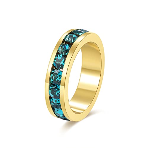 December (Blue Zircon), gold charm