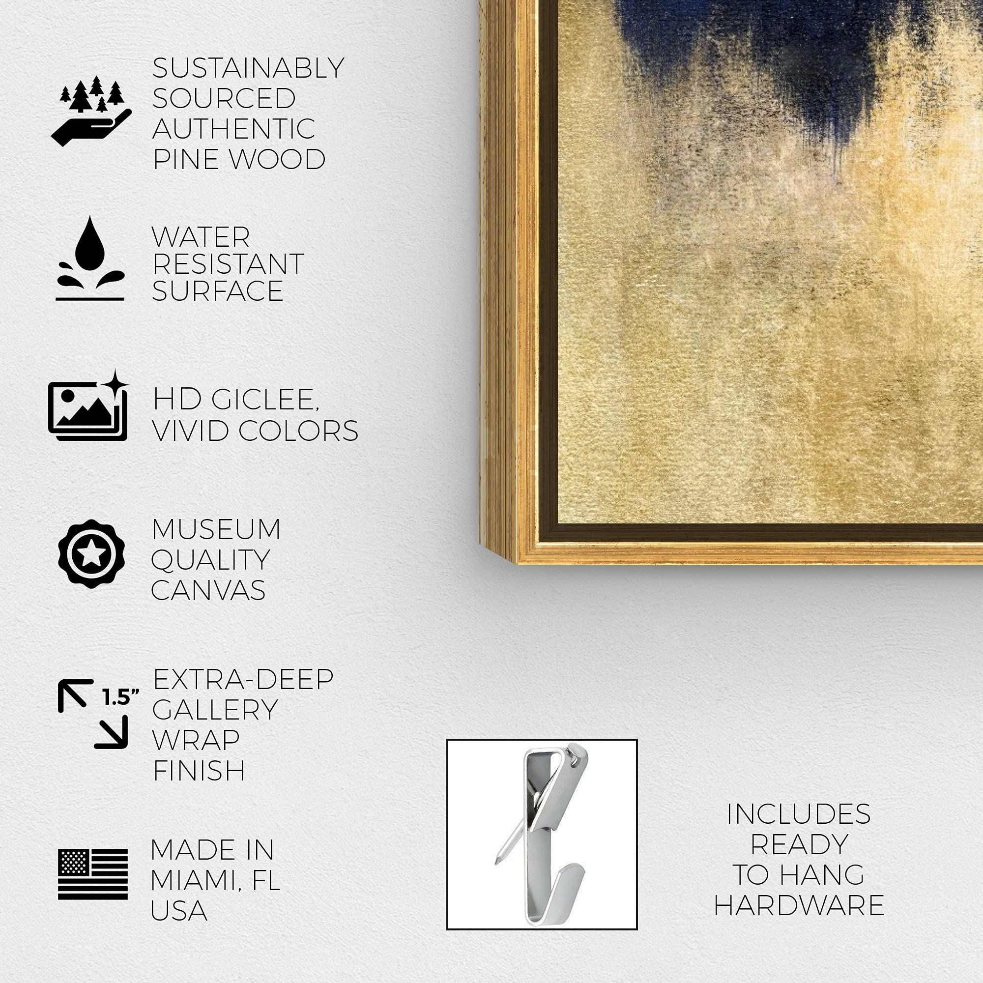 Oliver Gal Artist Co. Abstract Framed Wall Art - 'Stars at Midnight' Blue & Gold Canvas Print (45