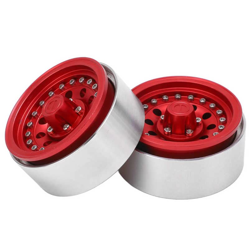 LYunce RC Wheel Rims 1.9 Inch Beadlock Wheels - Durable Wear-Resistant Off-Road Rims for RC Crawler Trucks (Red) - Perfect for Rock Crawling, Trail Adventures & RC Car Upgrades