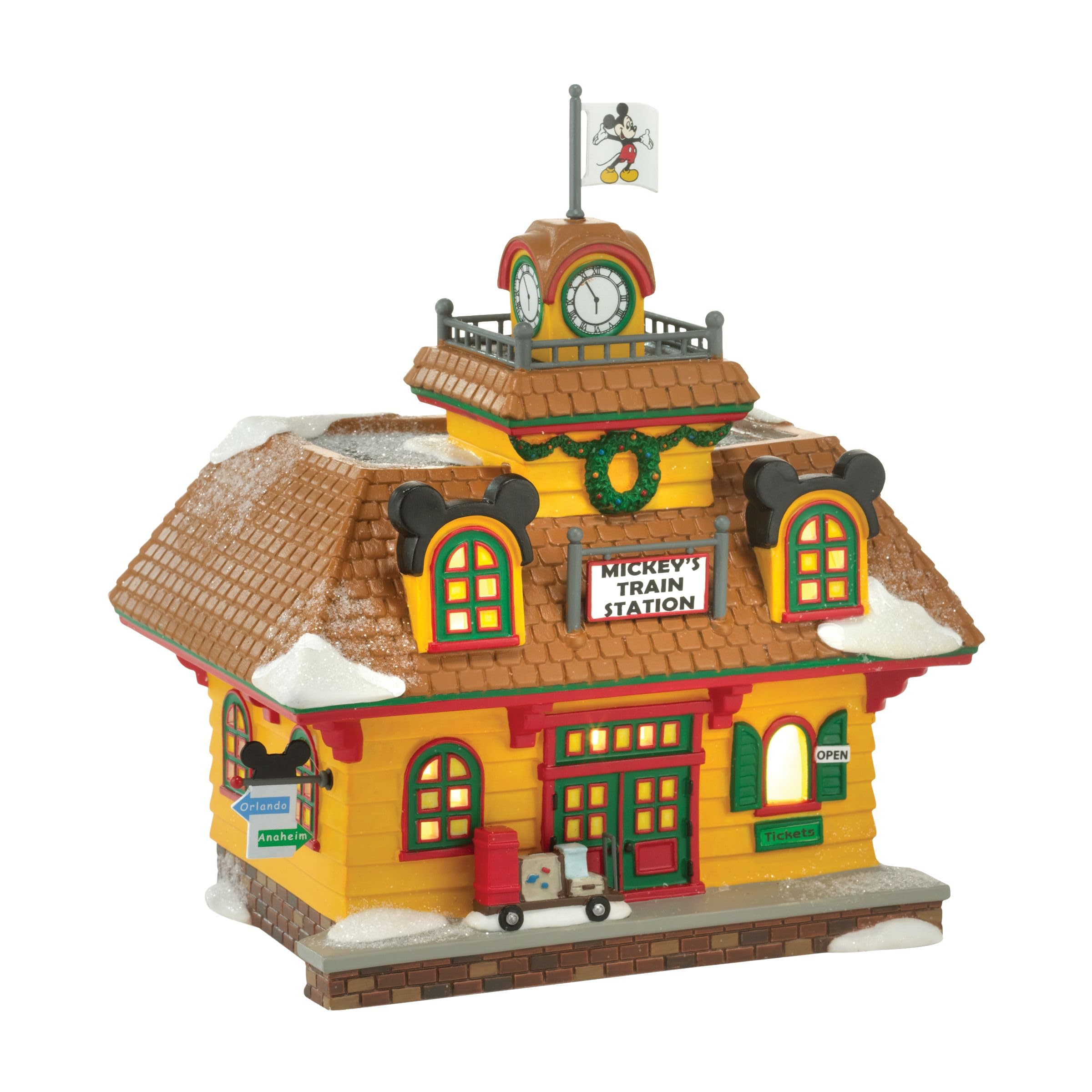 Department 56 Disney Village Mickey Mouse Train Station Lit Building - 5.67 Inch Collectible Christmas Decoration | Multicolor Holiday Display for Disney Fans & Home Decor