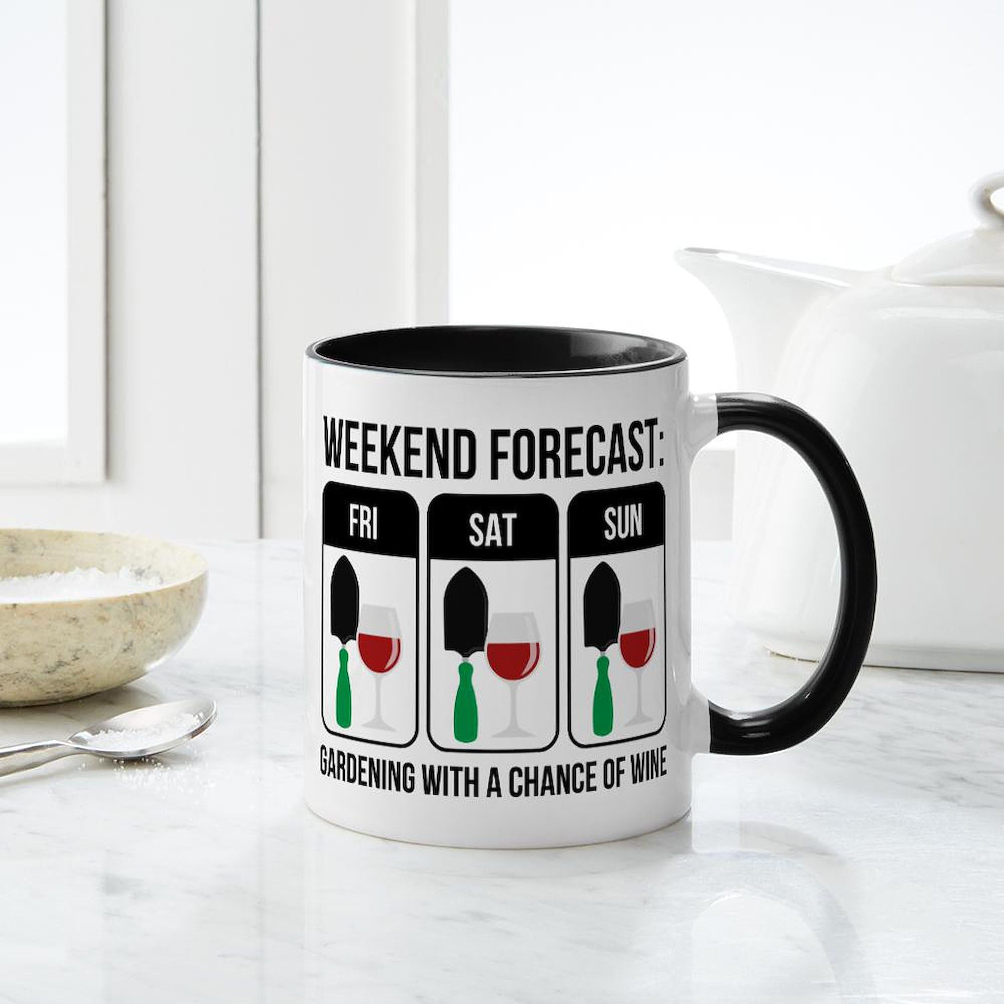 CafePress Weekend Forecast 11 oz (325 ml) Ceramic Coffee Mug - Perfect for Home, Office & Gifts - Enjoy Your Morning Coffee or Tea
