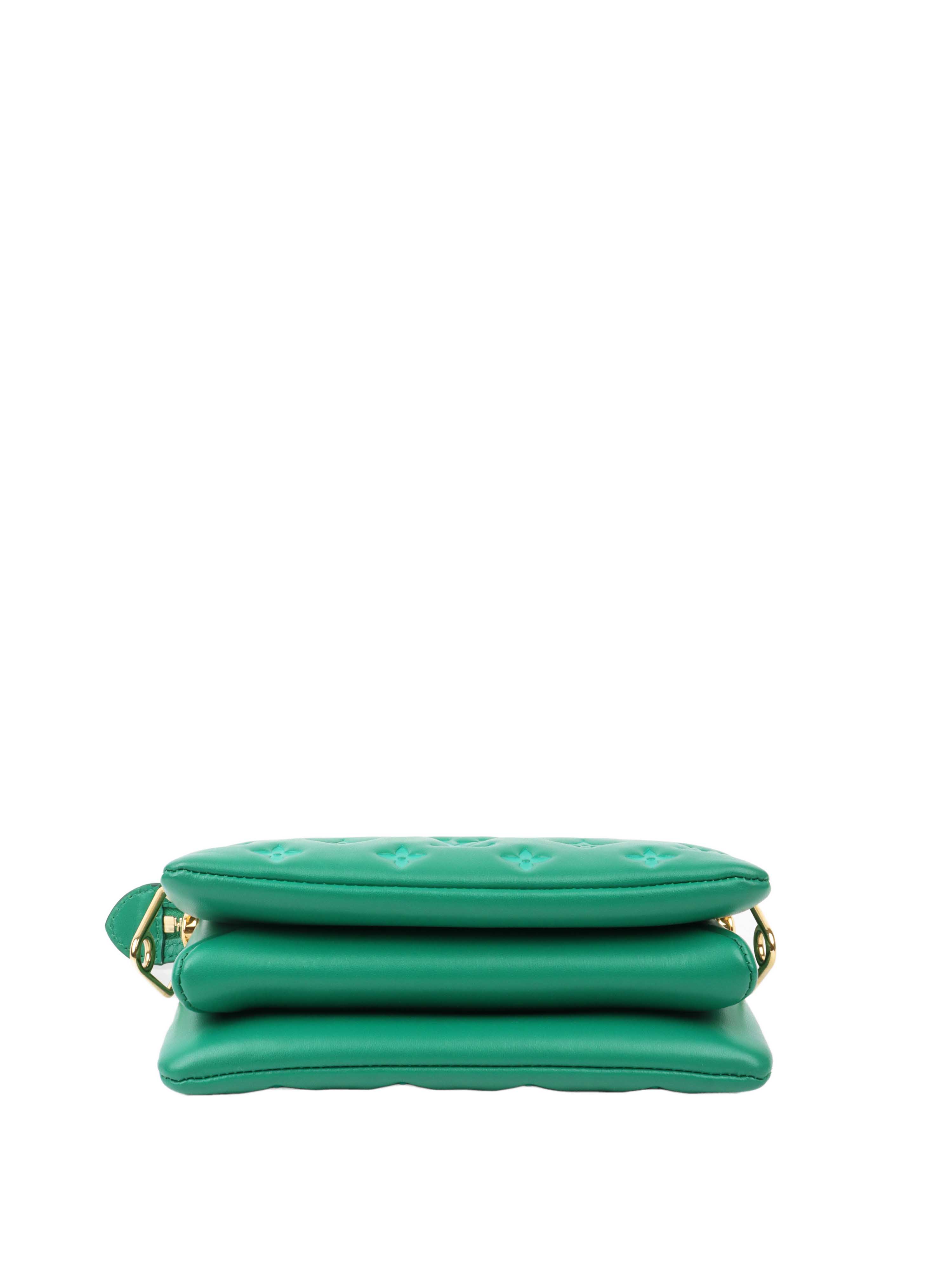 Louis Vuitton Vert Green Monogram Embossed Puffy Coussin BB Crossbody Bag with Gold Hardware - Perfect for Date Night, Parties & Luxury Fashion Accessories