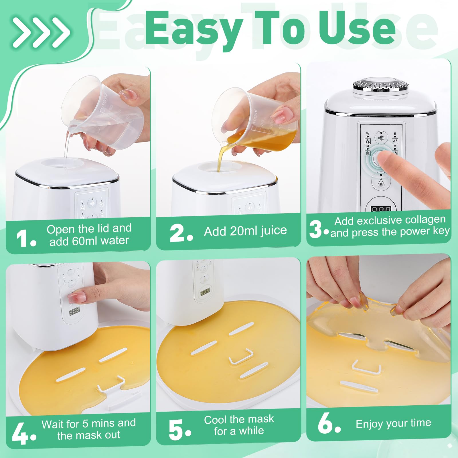 Mini Facial Mask Maker with Collagen Pills - DIY Face Mask Machine for Home Skincare | Portable Face Mask Device for Women & Girls | Perfect for Spa Nights, Self-Care Routines & Beauty Treatments