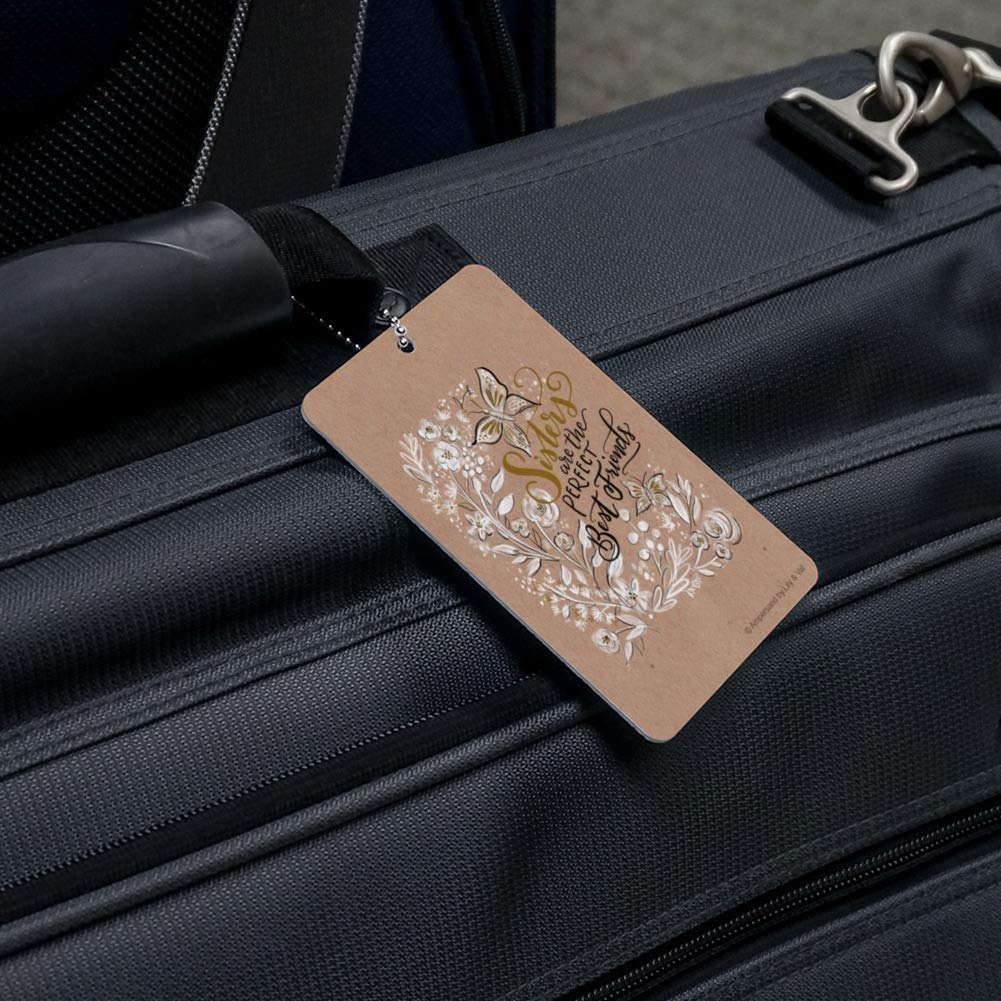 Sisters Best Friends Luggage ID Tag - Personalized Suitcase Carry-On Name Tag for Travel - Perfect Gift for Sisters, Besties & Travel Lovers