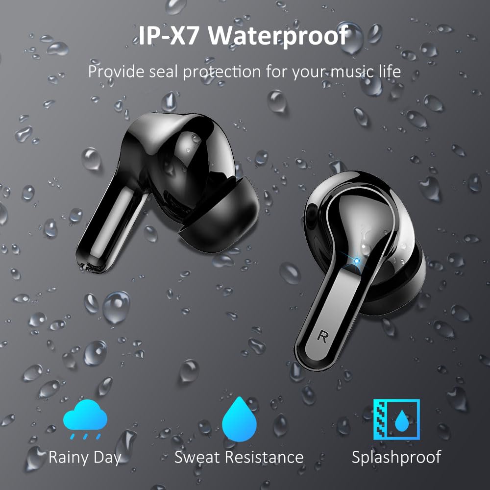 2024 Wireless Earbuds Bluetooth 5.3 with ENC Noise Cancelling Mic, 40H Playtime IP7 Waterproof In-Ear Headphones with Deep Bass & LED Display - Perfect for Gym, Running, Travel and Work Calls