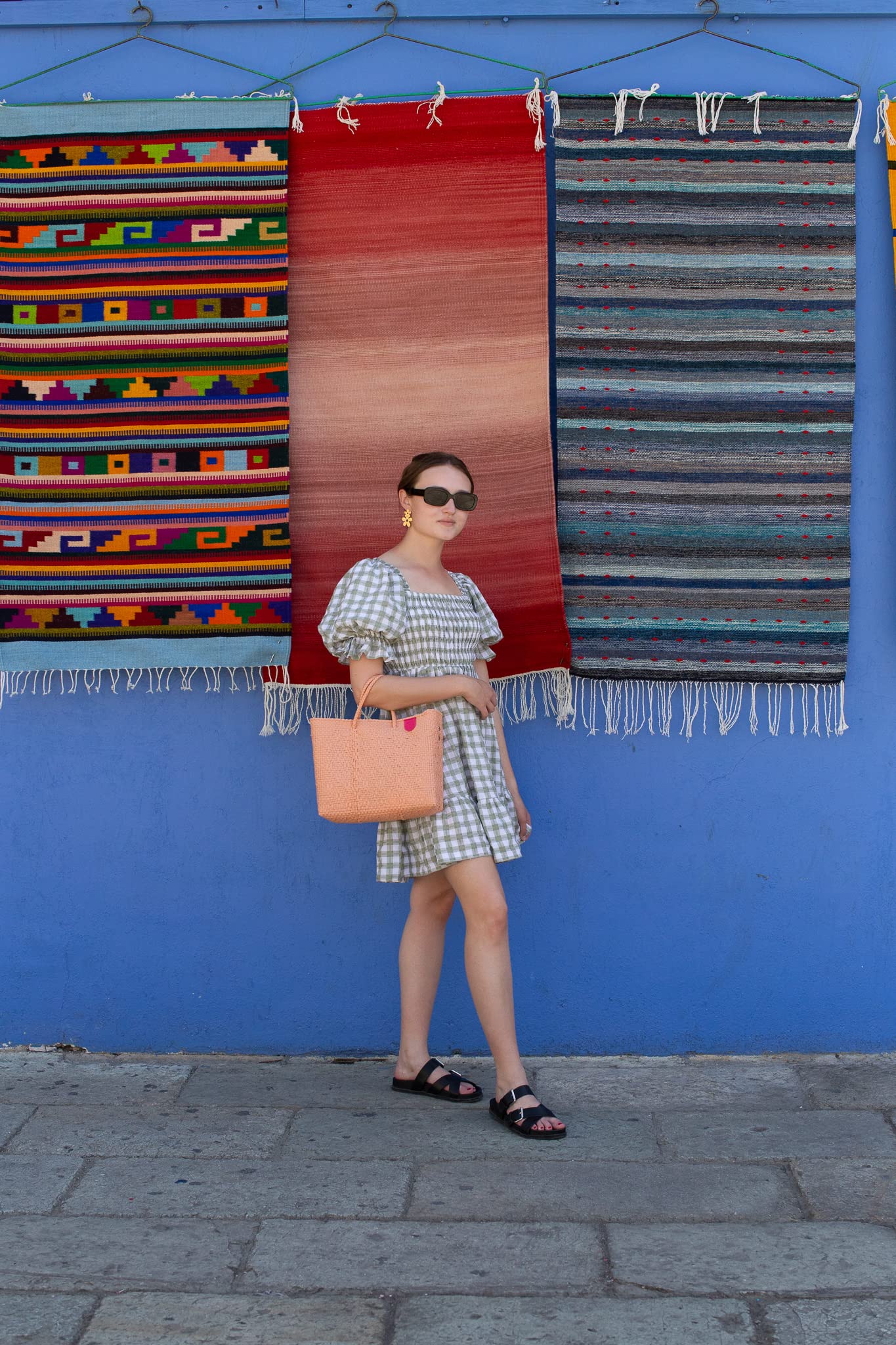 Canarias Medium Woven Crossbody Bag - Detachable Mesh Pouch, Orange Coral Beach Bag, Recycled Plastic Purse | Mexican Woven Handbag for Women | Perfect for Beach Vacations, Resort Wear & Summer Outings