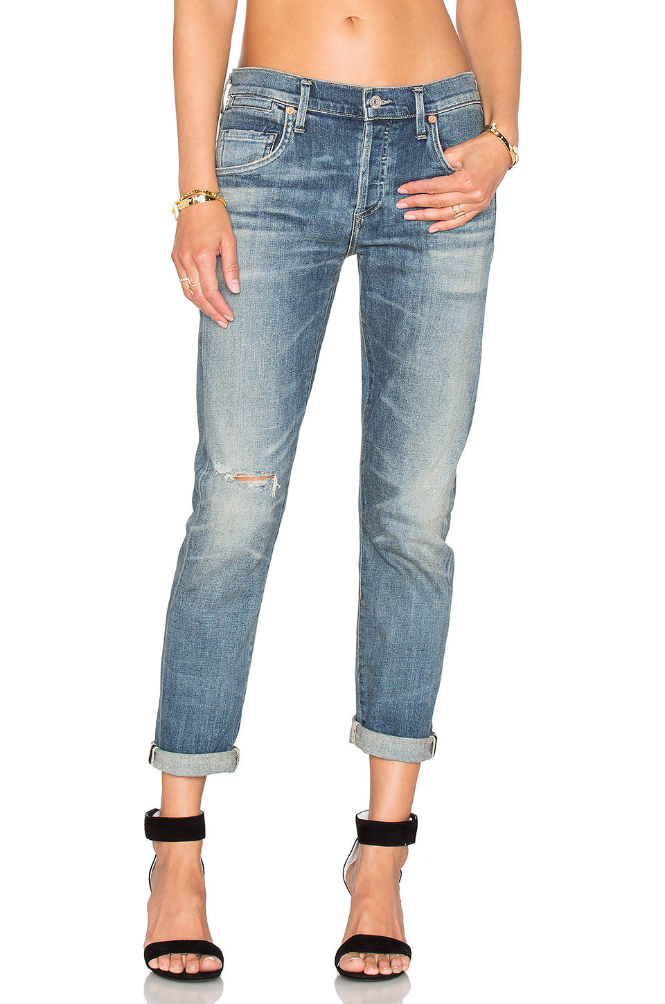 Emerson Ripped Boyfriend Jeans for Women - High Waist Distressed Denim Pants - Trendy Casual Streetwear (Roseland Wash) - Perfect for Everyday Wear & Night Out