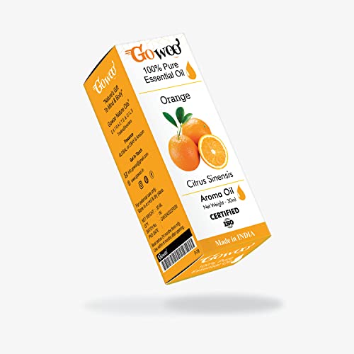 GO WOO 100% Pure Cold Pressed Orange Essential Oil for Skin Brightening & Glow - Natural Face Whitening Treatment for Dull Skin - Perfect for Aromatherapy, Massage & DIY Beauty Recipes