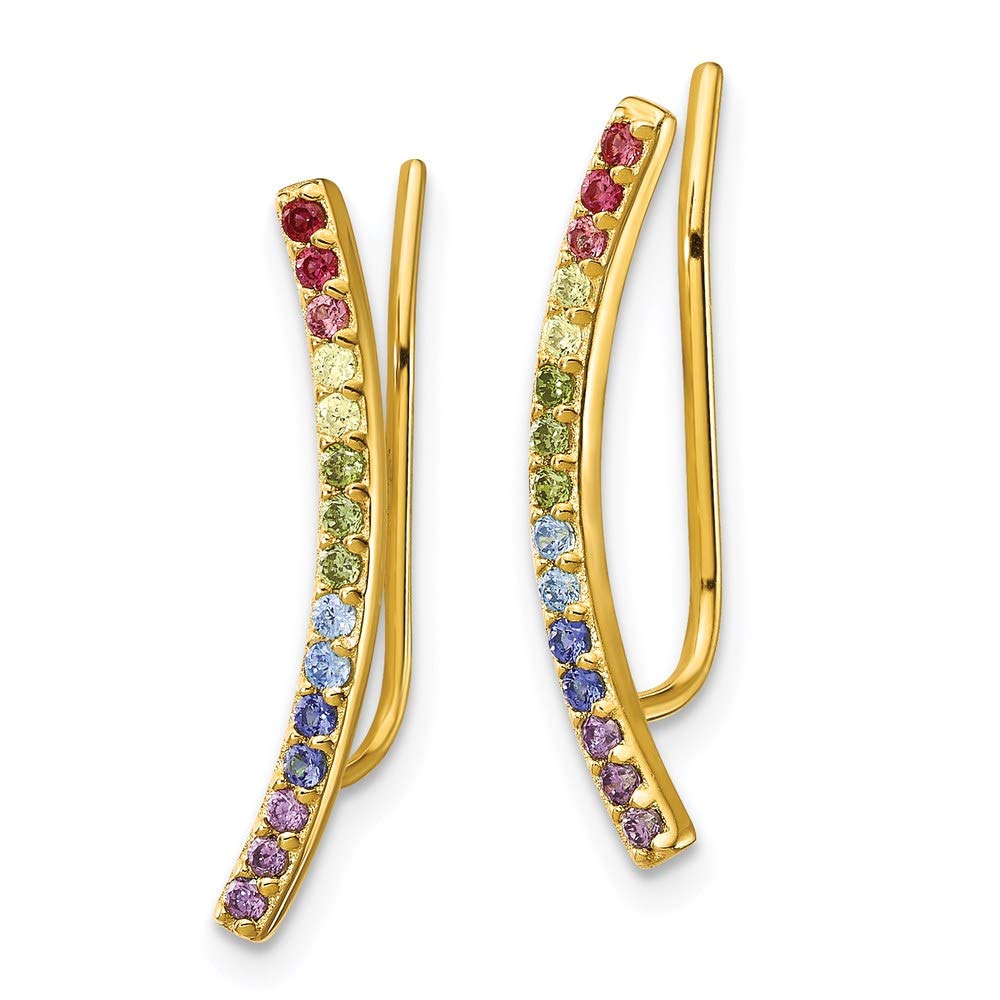 14K Gold Plated 925 Sterling Silver Cubic Zirconia Ear Climber Earrings for Women | Trendy Hoop Earrings for Daily Wear, Parties & Special Occasions | Elegant Gift for Her