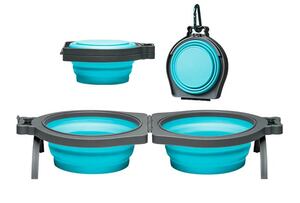 Portable Travel Bowls for Dogs & Cats - Double Diner Pet Food and Water Bowls | Perfect for Camping, Hiking, and Road Trips