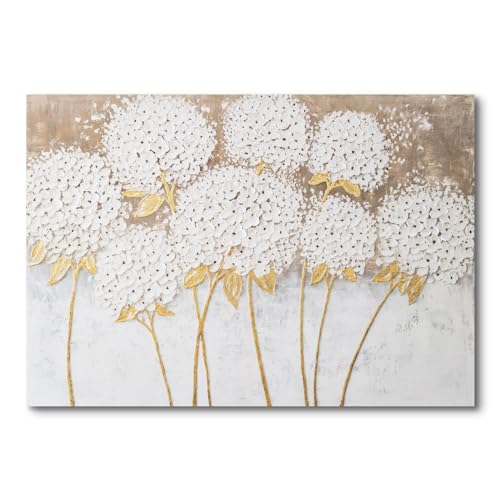 3D Textured White Hydrangea Flowers