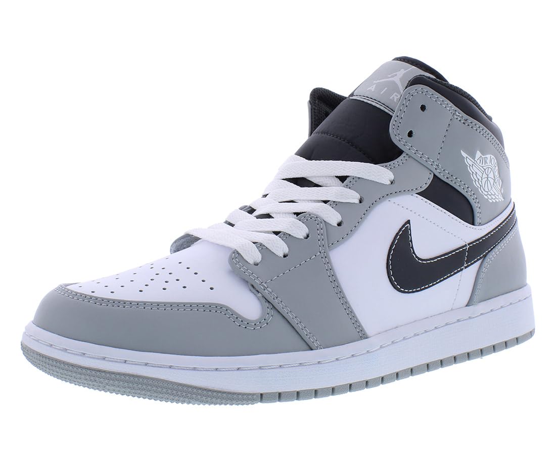 Jordan Men's Air 1 Mid Sneakers - White/Black/Multi-Color - Size 9.5 | Basketball Shoes & Casual Streetwear for Men