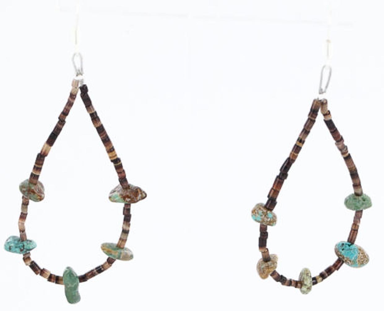 Authentic Navajo .925 Sterling Silver Turquoise Hoop Earrings - Native American Handmade Jewelry for Women, Gift for Her, Boho Chic Style, Perfect for Parties & Special Occasions