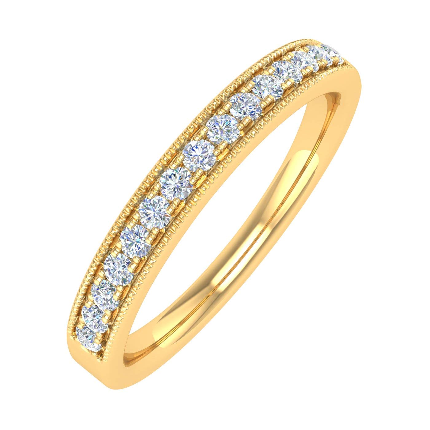 1/5 Carat Diamond Vintage Wedding Band Ring for Women - 10K Gold Engagement Ring, Anniversary Gift, Bridal Jewelry - Perfect for Proposals, Weddings & Special Occasions