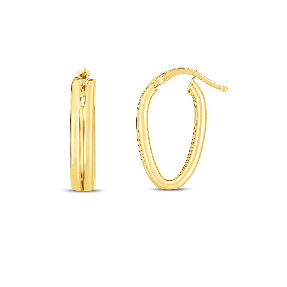 14K Gold Double Oval Hoop Earrings for Women - Elegant Dainty Everyday Jewelry - Perfect for Work, Date Night & Special Occasions