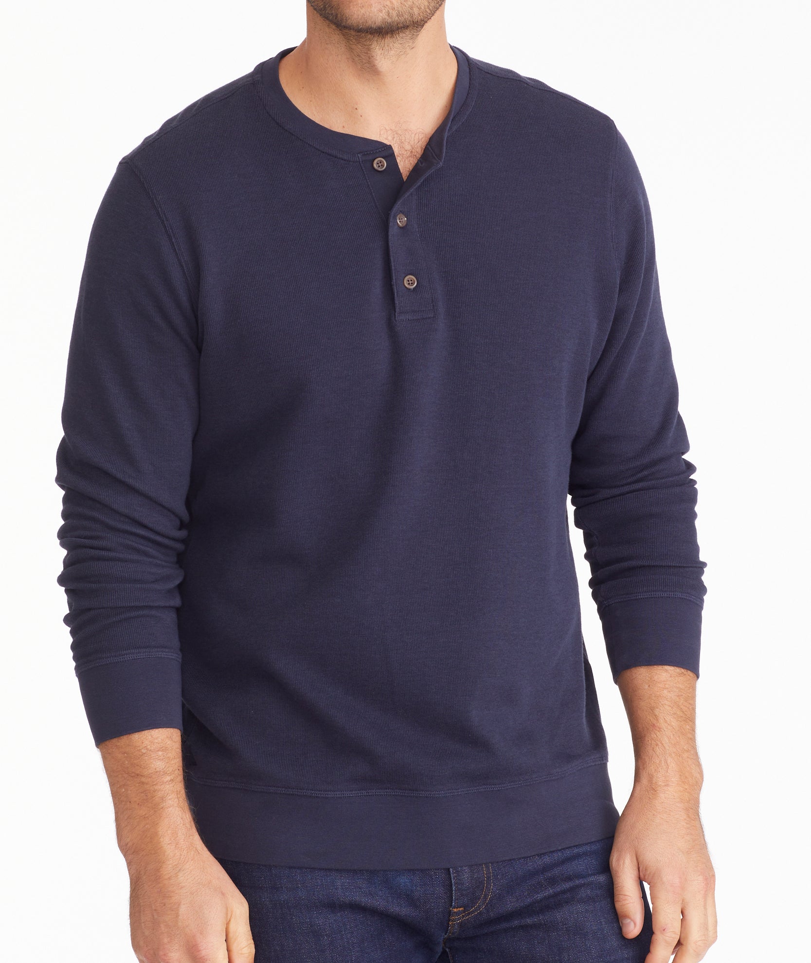 Men's Henley Sweatshirt - Soft Cotton Pullover with Button Placket | Casual & Comfortable Fall Winter Layering Top for Outdoor Activities and Lounge Wear