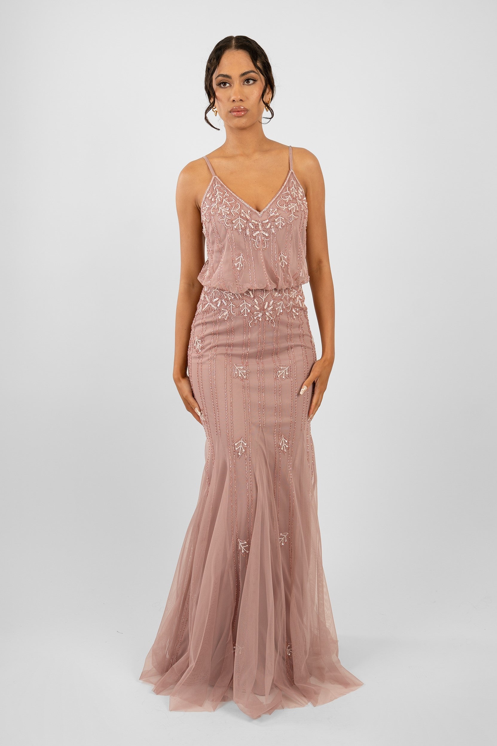 Elegant Mauve Bridesmaid Dress by Keeva - A-Line Floor-Length Gown for Weddings, Formal Events & Special Occasions