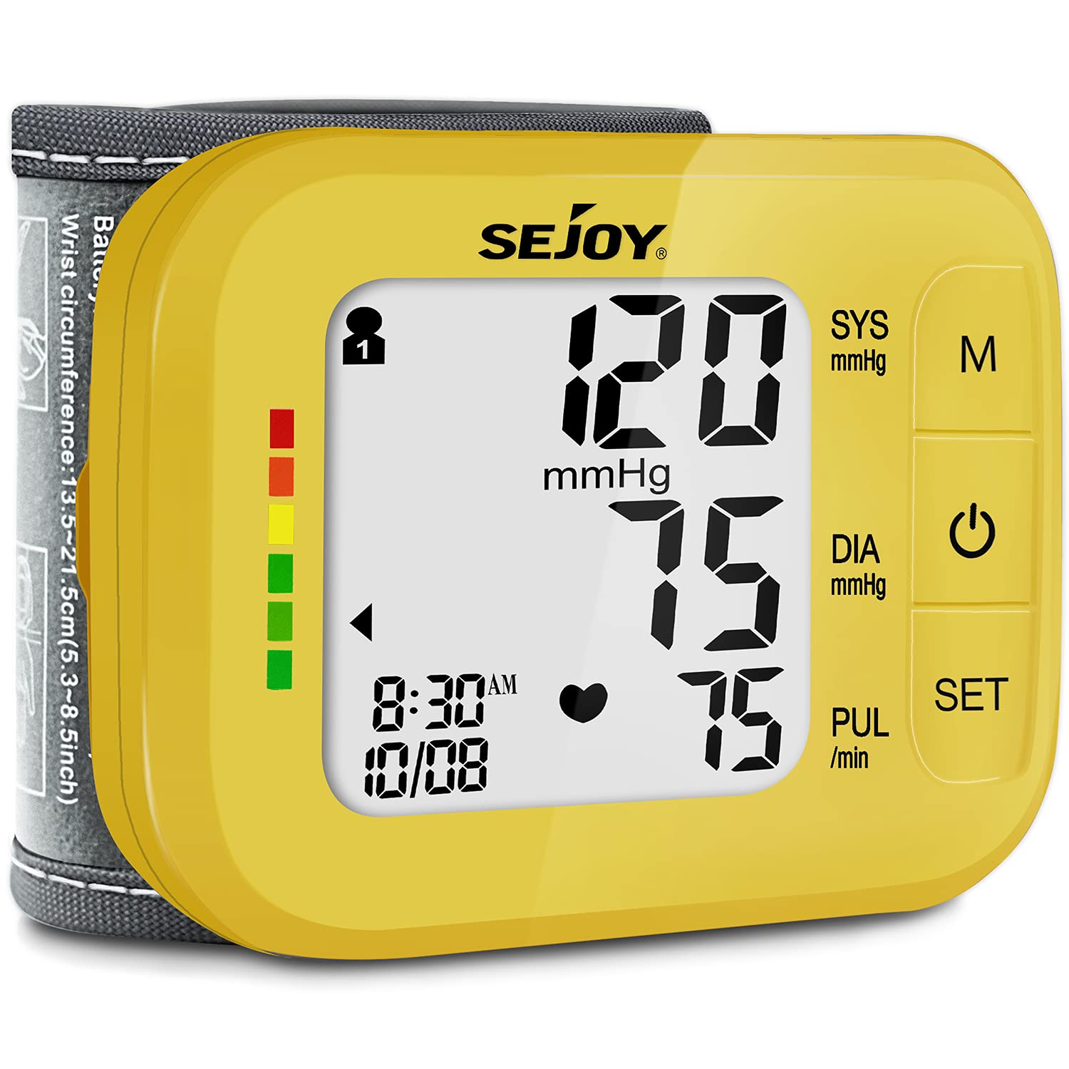 Accurate Adjustable Wrist Blood Pressure Monitor for Home Use - Digital BP Machine with Comfortable Cuff (Yellow) | Track Heart Health, Ideal for Seniors & Daily Health Monitoring