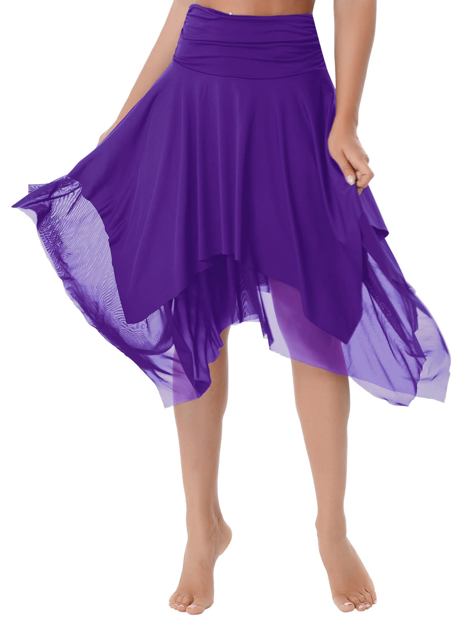 Vastwit Women's Sheer Double Layer High-Low Ballet Dance Skirt - Elegant Ballroom Performance Costume for Adult Dancers | Perfect for Ballet, Contemporary, and Theater Performances