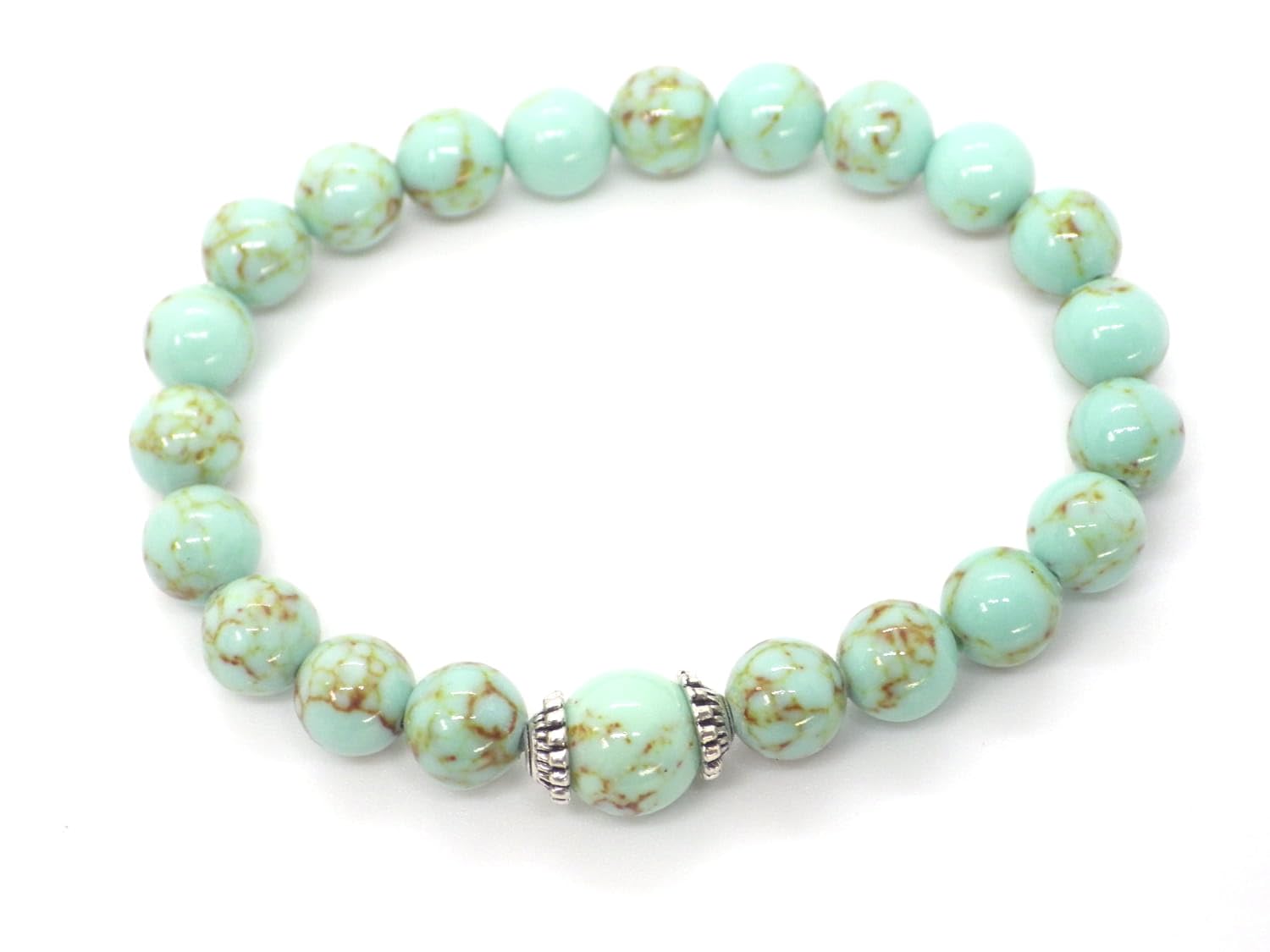 Women's Turquoise Beaded Bracelet - Handmade Blue Reconstructed Turquoise & Tibetan Beads Jewelry for Boho Fashion, Gift Giving & Everyday Wear